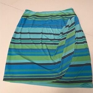 Striped Blue and Green Midi Skirt